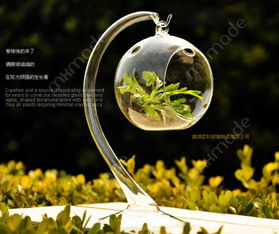 欧式可悬挂花瓶 水晶玻璃透明花器 窗台桌面装饰品 工艺摆件礼物 