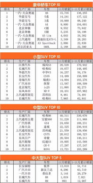 11月份各级别车型的销量前十名,买车的好参考