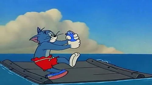 猫和老鼠 汤姆在海上漂泊,饿了吃鞋,鞋带当面条 