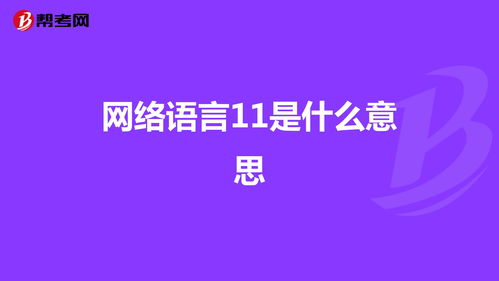 网络语言11是什么意思