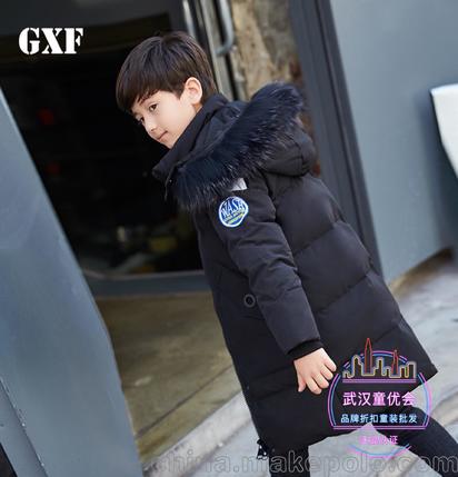 北京知名品牌童装羽绒服批发, GXF儿童羽绒服 中长款外套走份