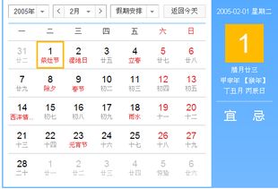 2005年2月份的天数是多少 