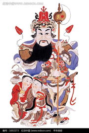 中国年画 拿着斧头的神仙和两个童子图片 1002273 传统图案 