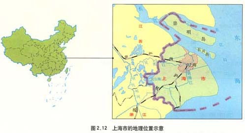 上海市地图的地理位置 