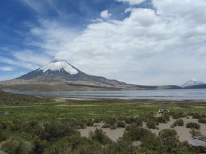 火山,智利,parincota,湖,天空,云 