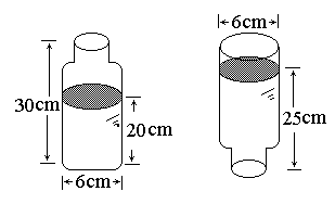 一个高30厘米的水瓶中盛有水 如下左图 ,如果把它倒置在桌面上 如下右图 ,水瓶的容积是 