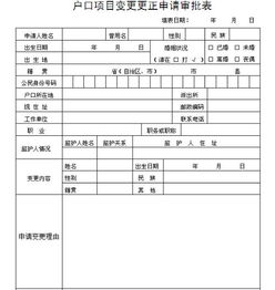 怎样填写户口项目变更更正申请审批表 注 改名字 