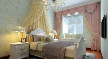 新古典风格二居室卧室窗帘装修效果图欣赏 