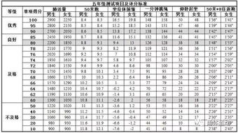 最新国家体质健康 体育考试评分标准 