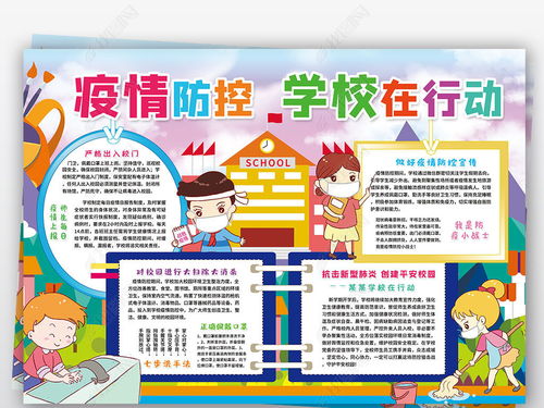 疫情防控学校在行动小报预防武汉新型冠状病毒小报手抄报图片模板下载 