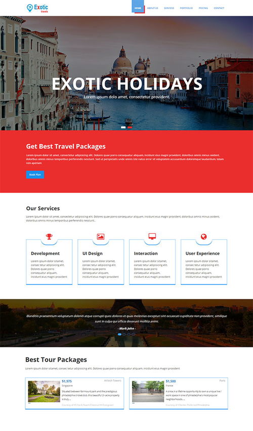 宽屏旅游套餐定制网站模板 