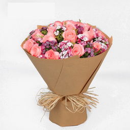 粉色花朵褐色包装纸