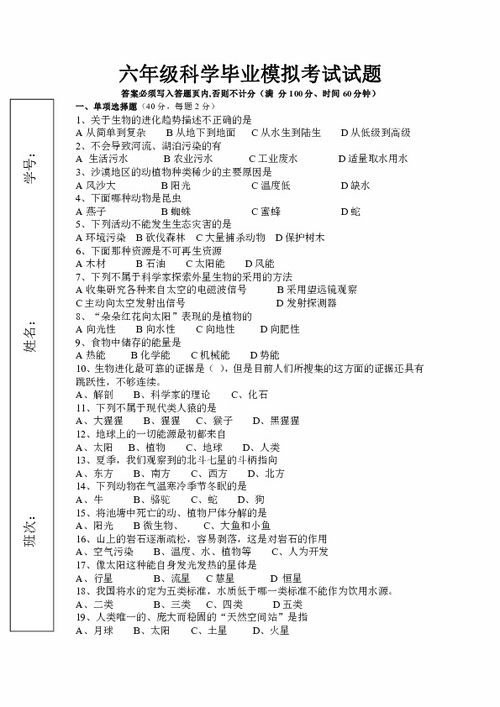 6下科学毕业论文