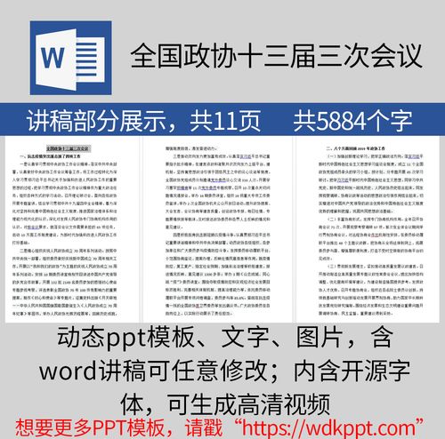 全国政协十三届三次会议政协工作报告学习解读PPT模板及讲稿