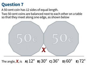 2个50分硬币夹角考倒一票澳大利亚学生