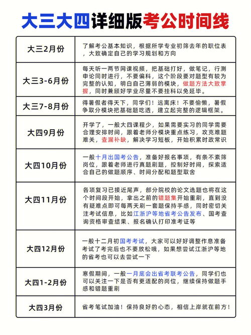 大三大四详细版时间线,24考公看过来 