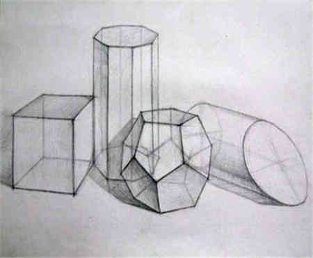 圆锥横加圆柱的几何体怎么画？（素描初学）