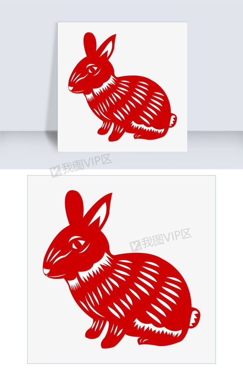 可爱的兔子红色剪纸图片素材 AI格式 下载 动漫人物大全 