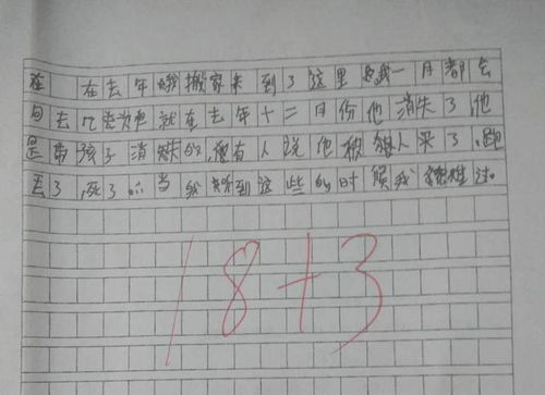 几家欢乐几家愁 2篇小学生作文一高分一低分,一印刷体一丑书体