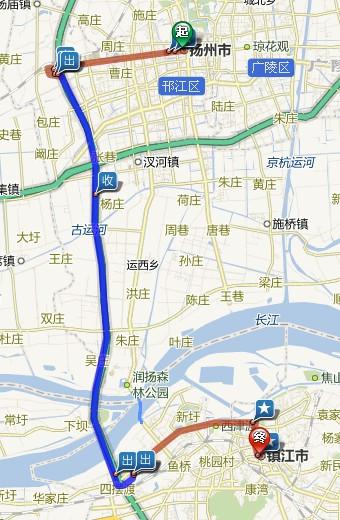 从扬州如果开车去镇江,有几公里的路程 还有南京 