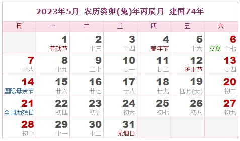 2023年日历表 2023年农历表 2023年是什么年 阴历阳历转换对照表 