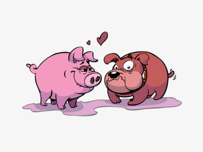 粉色的猪和猎狗素材图片免费下载 高清卡通手绘png 千库网 图片编号7377855 