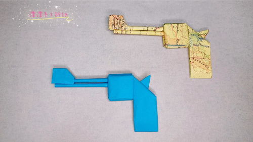 儿时的记忆之双管小手枪手工折纸,超级简单的手枪折纸 