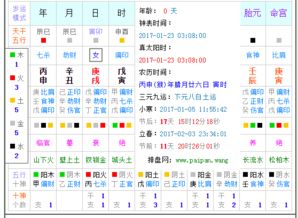 2017年1月23号凌晨3点08分生的女孩八字个五行 