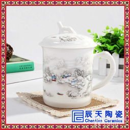 景德镇茶杯陶瓷带盖 大容量办公水杯 老板杯 个人杯子
