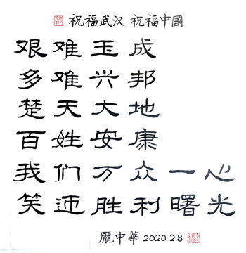 短视频丨书法家庞中华寄语驰援武汉医生 盼望你凯旋归来,接受我家宴款待 