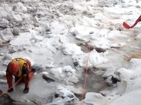 挖掘机工人从冰窟窿救出一只狗,想带回去养,当地人 你胆真大