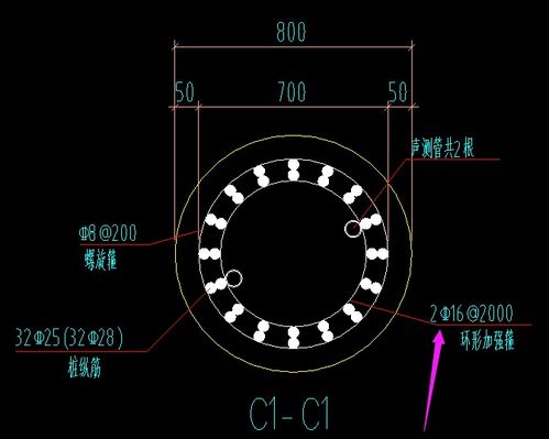 桩中的加劲箍筋2C16 2000是什么意思