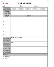 资金管理业务调研表 表格模板 DOC格式