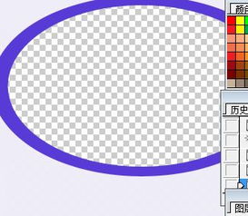ps中做的时候是上边那个截图,一保存怎么成了后边那个椭圆中没有方格的了 那个方格什么作用怎么变成纯色 