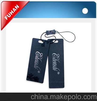 杭州吊牌厂提供黑卡纸 烫银吊牌 规格订制黑色腊绳