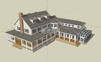 欧洲坡式屋顶住宅三维模型