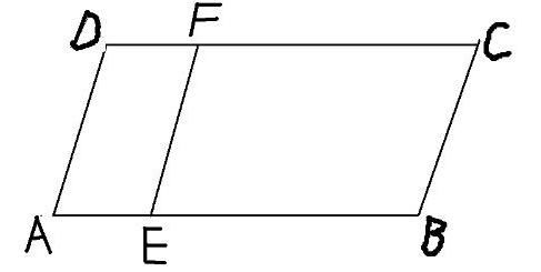 在平行四边形ABCD中,已知AB a,BC b,直线EF截平行四边形成两个小的平行四边形,其中平行四边形EFDA和平 