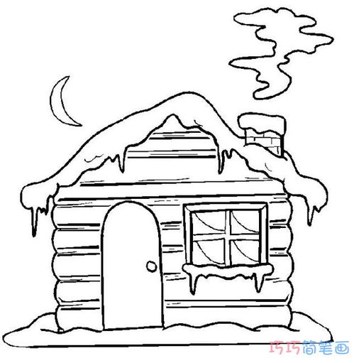 手绘雪屋怎么画简单好看 下雪天房子简笔画图片