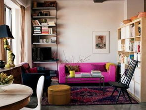 紫色皮沙发客厅搭配