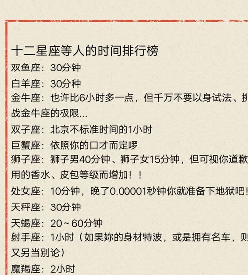 12星座玩游戏时的状态,12星座等人的时间排行榜