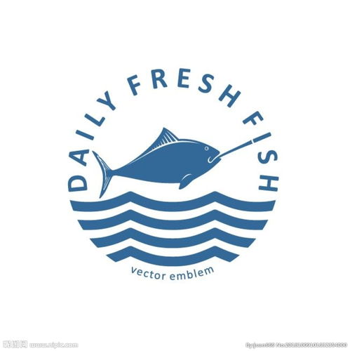 每日鲜鱼海鲜店logo标志设计图片 