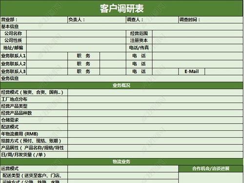 物流行业客户调研表模版word doc模板下载 