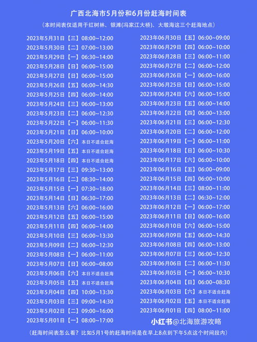 北海五六月份赶海时间表 