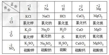 把下表中正价元素和负价元素 或原子团 所组成的化合物的化学式和名称填在相应的空格内 