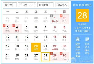 2017年4月28日黄历