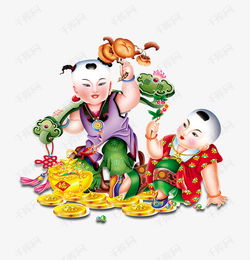 中国传统招财童子年画素材图片免费下载 高清png 千库网 图片编号9658753 