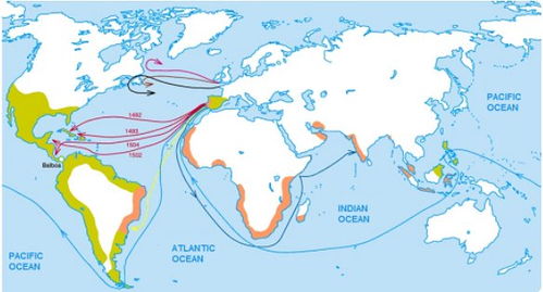 鲁滨逊漂流记中鲁滨逊去过的地方的线路图 