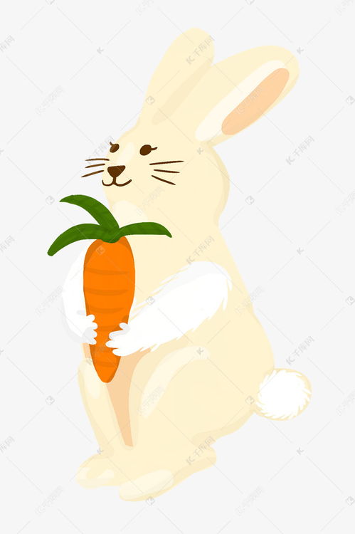 手绘吃萝卜白兔素材图片免费下载 千库网 