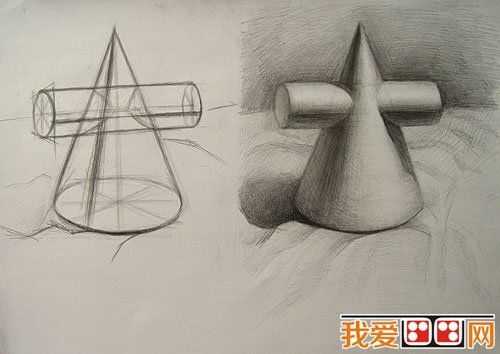 素描入门 初级素描学习从画几何体开始