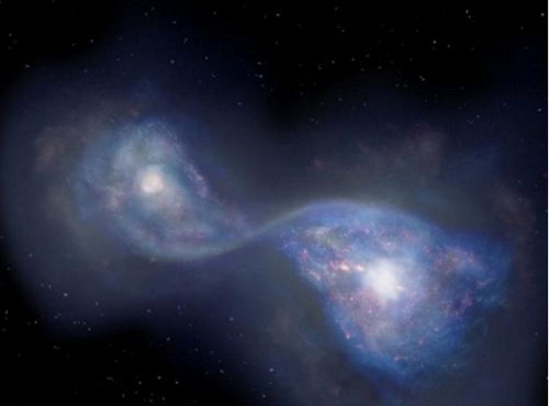 天文学家发现 距离地球130亿光年,两个星系正在慢慢融合